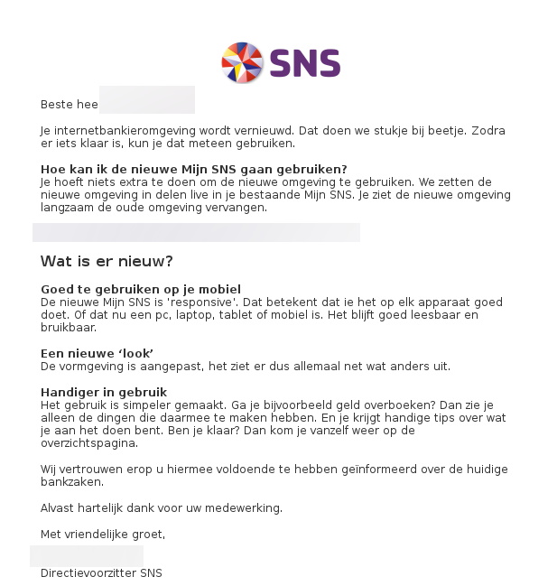 zanger Afwijking Haringen Belangrijk bericht betreft: Wijzigingen in Mijn SNS - Fraudehelpdesk